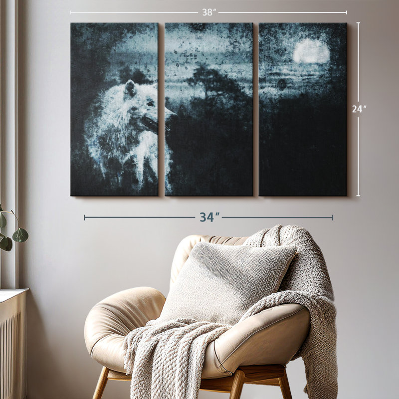 «White Lone Wolf» sur, H 24 po x l 38 po x P 1,25 po