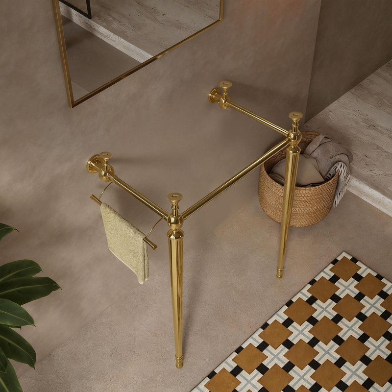 Console de salle de bain autoportante en fer 28 po VICI, sans lavabo et robinet, chrome, Chrome chrome, Chrome chrome