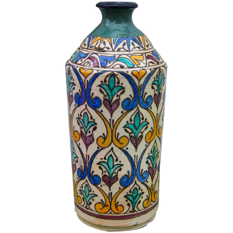 Vase de table intérieur / extérieur bleu / turquoise / orange 11,25 po