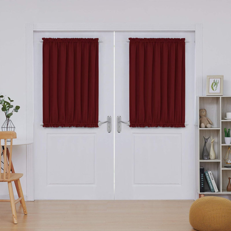 Nuhamin Blackout Curtain Pair, 137cm wide x 102cm high, Red