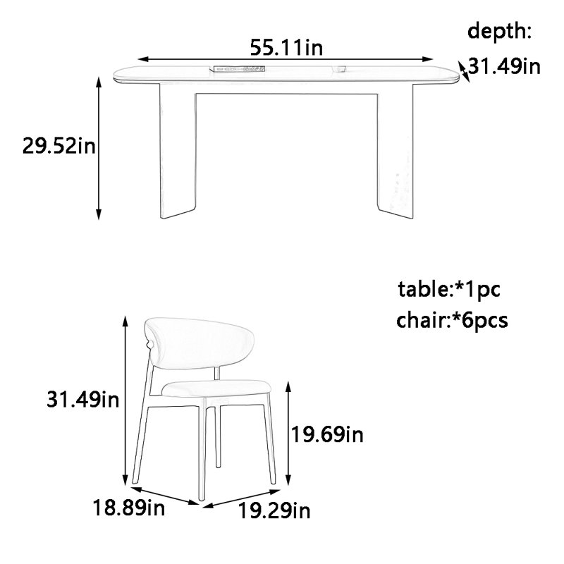 Ensemble de table et chaises Natural Rock, H 29,52 po x L 55,11 po x l 31,49 po