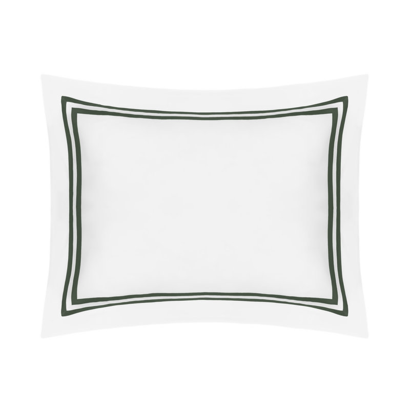 Ribbons 100% Cotton Sham, Euro, White/Forest