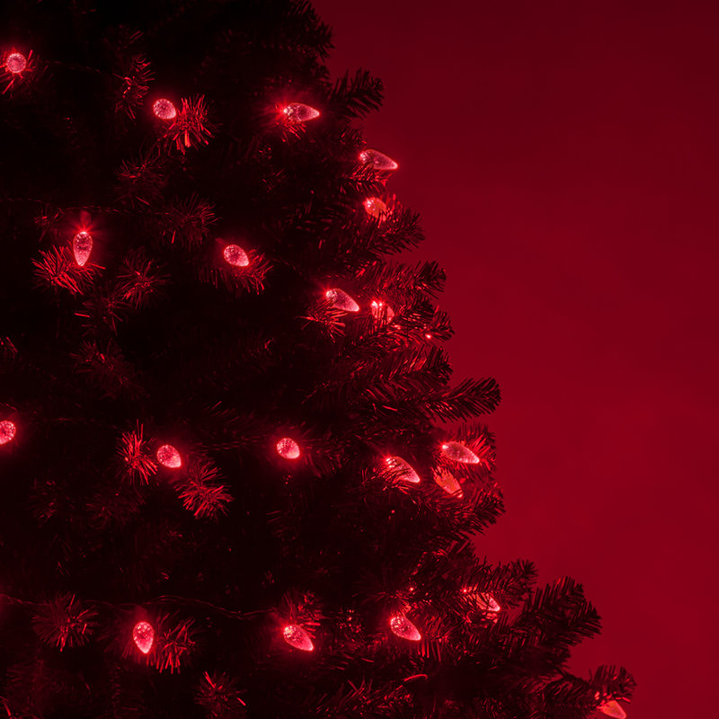 70 Light C6 LED Christmas String Lights, Red