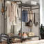 Anbar Heavy Duty Metal Clothes Rail Open Wardrobe With Storage Shelves