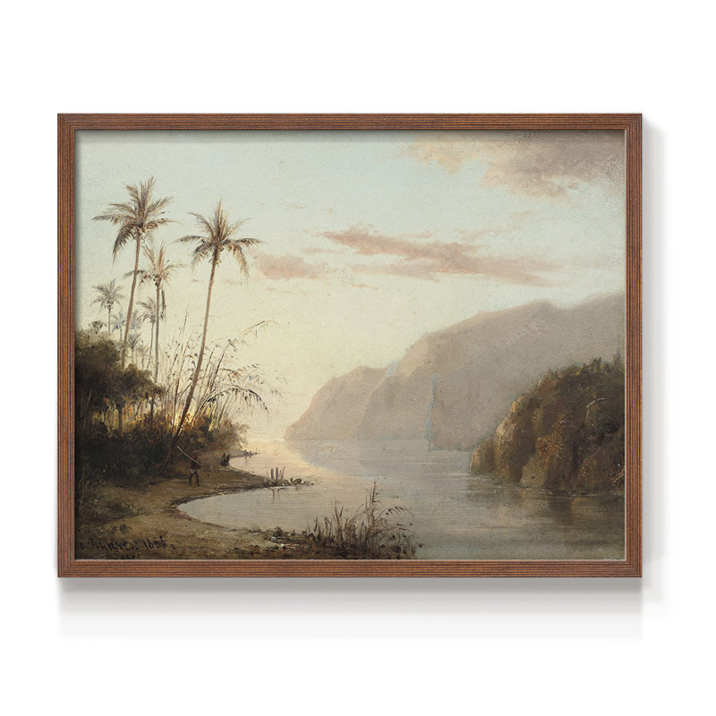 Paysages rétro-Cccix - reproduction encadrée, H 16 po x l 20 po, Noyer
