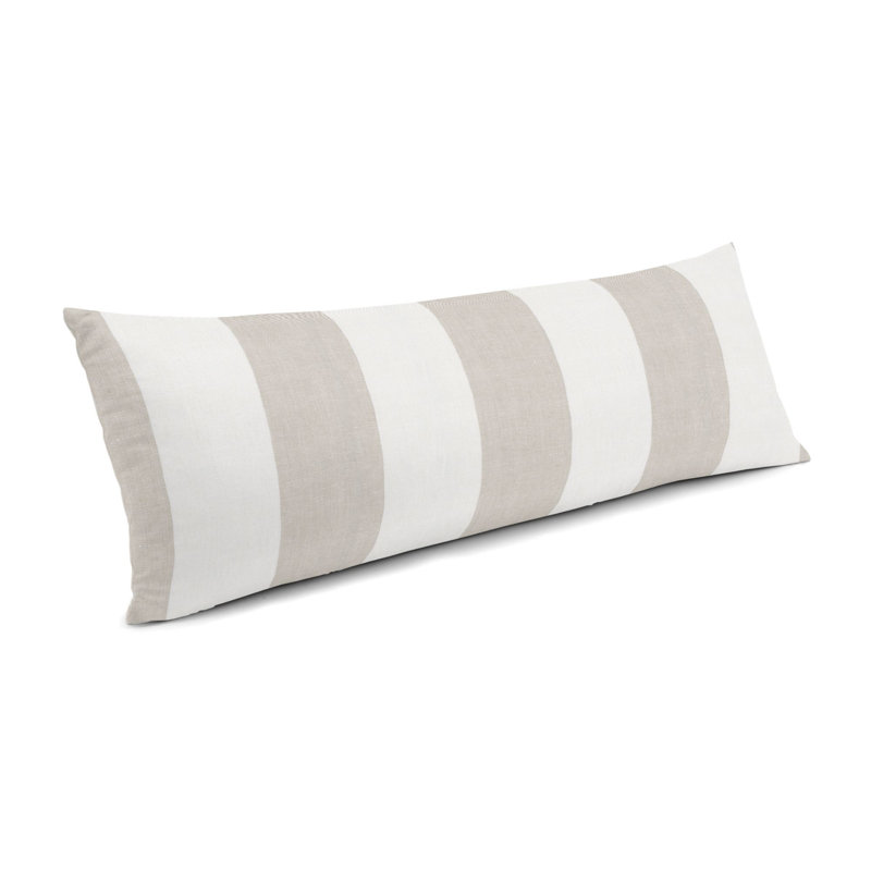 Grand coussin lombaire rayé beige clair, 12 po x 24 po