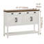 Console Modern Farmhouse avec deux tiroirs, armoire à quatre portes, tablettes réglables et tablette de présentation à lattes-242880479