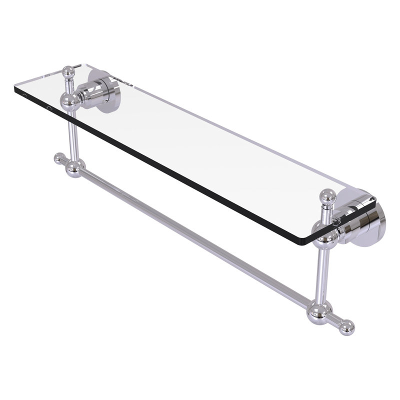 Lera Bracket Shelf with Towel Bar, 22" W x 4" H, Polished Chrome