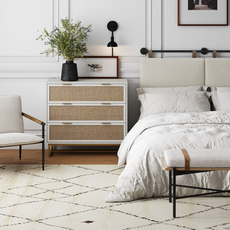 37'' W 3 - Drawer Dresser, White/Gold