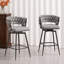 Ensemble de 2 tabourets de bar 28 po en cuir technique brun clair - structure en métal noir avec pivot à 360 ° et repose-pieds-1409098152