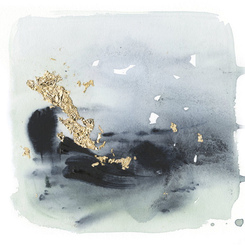 «Cerulean & Gold II», peinture sur toile tendue, H 20 po x l 20 po