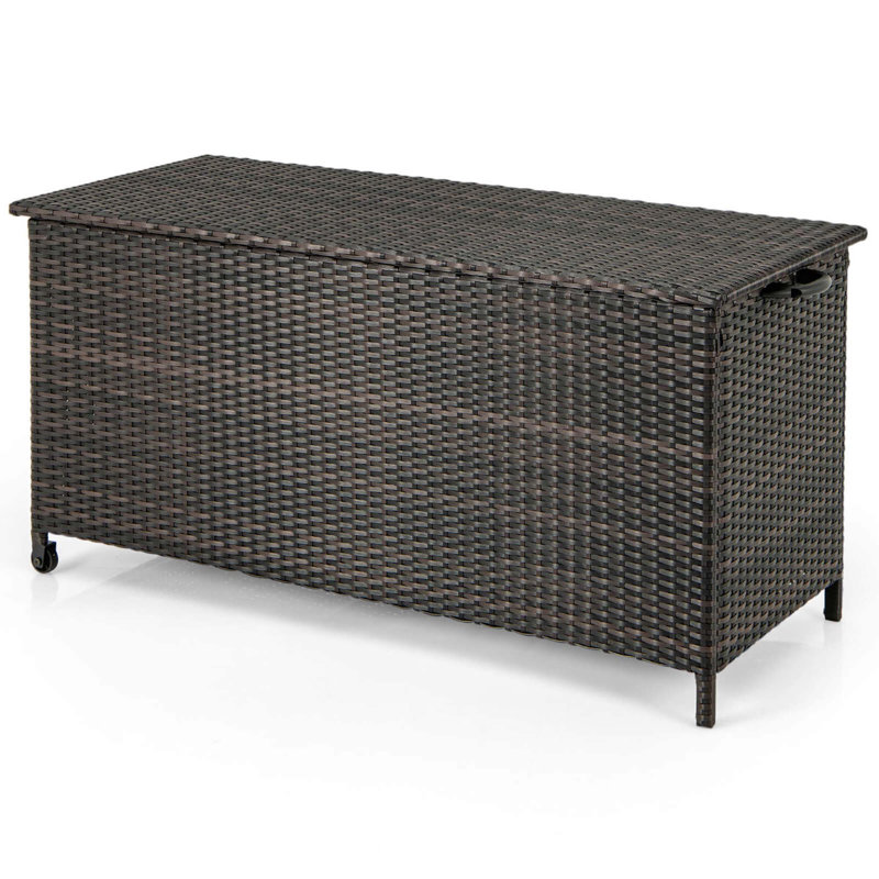 Coffre de terrasse en rotin 85 gallons avec doublure imperméable Costway, Brun
