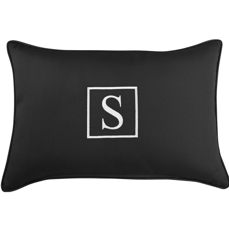 Kerrell Embroidered Sunbrella® Outdoor Throw Pillow, Black, S