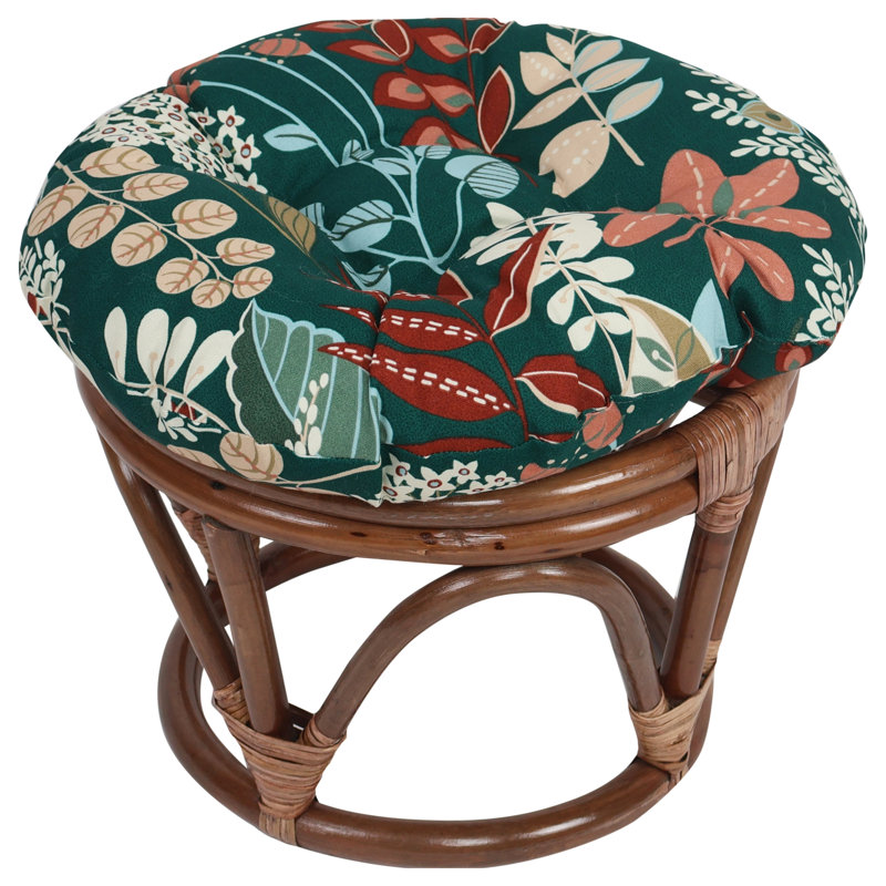 Outdoor 4'' Ottoman Seat Cushion, Green Floral