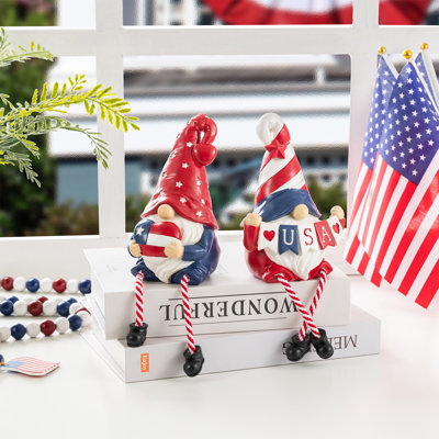 Figurines patriotiques de gnome avec des pattes suspendues - décor en polyrésine