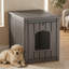 Maison pour animaux en résine, bac à litière avec table d'appoint (brun clair / gris)-67990436