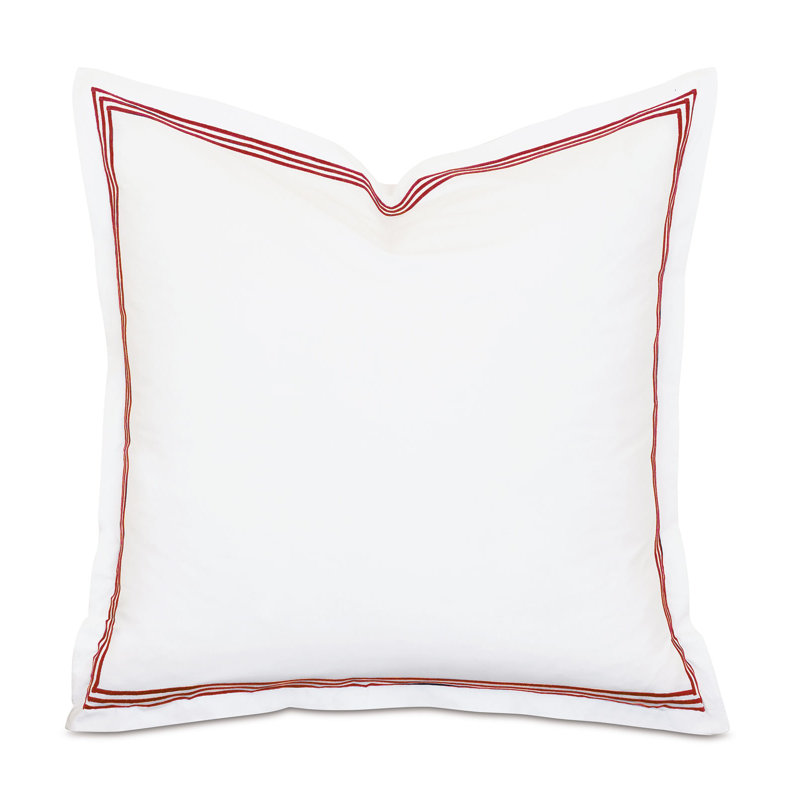 Tessa Cotton Sham Set, Euro, White/Scarlet, Multi-stripe