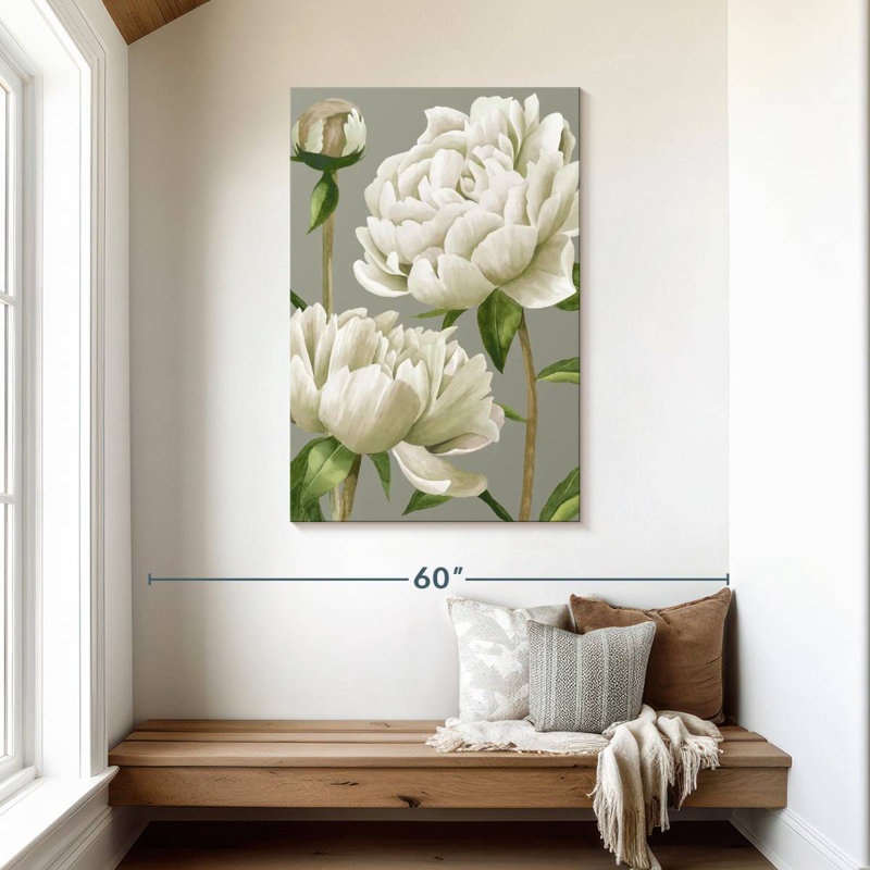 Harnek White Peonies I, 45" H x 30" W