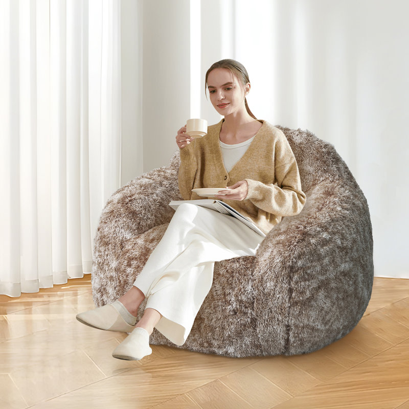Fauteuil à billes Soft Fluffy, Polyester brun