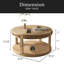 Table basse et canapé de 31,5 pouces en bois massif rond - plateau épaissi à deux niveaux, pieds robustes, table circulaire pour le salon