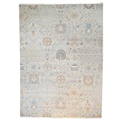 Sari One-of-a-Kind 9' X 12' Wool Area Rug in Pale Aqua
