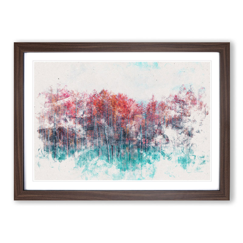 Blue Pond in Hokkaido Japan - Picture Frame Graphic Art Print, Walnut Framed, 36cm H x 48cm W x 2cm D