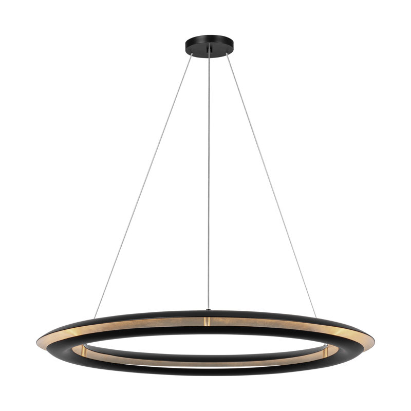 Chapman & Myers Cielo 1 Light Dining Room Chandelier With Shade, 2.25" H x 36" W x 36" D, 40 W, Midnight Black