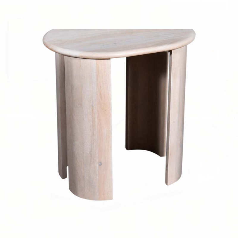 Table d'appoint ovale rustique à finition blanche rustique, table d'appoint en bois massif de salon