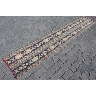 Vintage Blue Oushak Turkish Anatolian Patchwork Rug - Ideal Runner for Stairs and Hallways