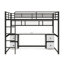 Lit mezzanine double en métal avec bureau, plateau et port USB-984274501