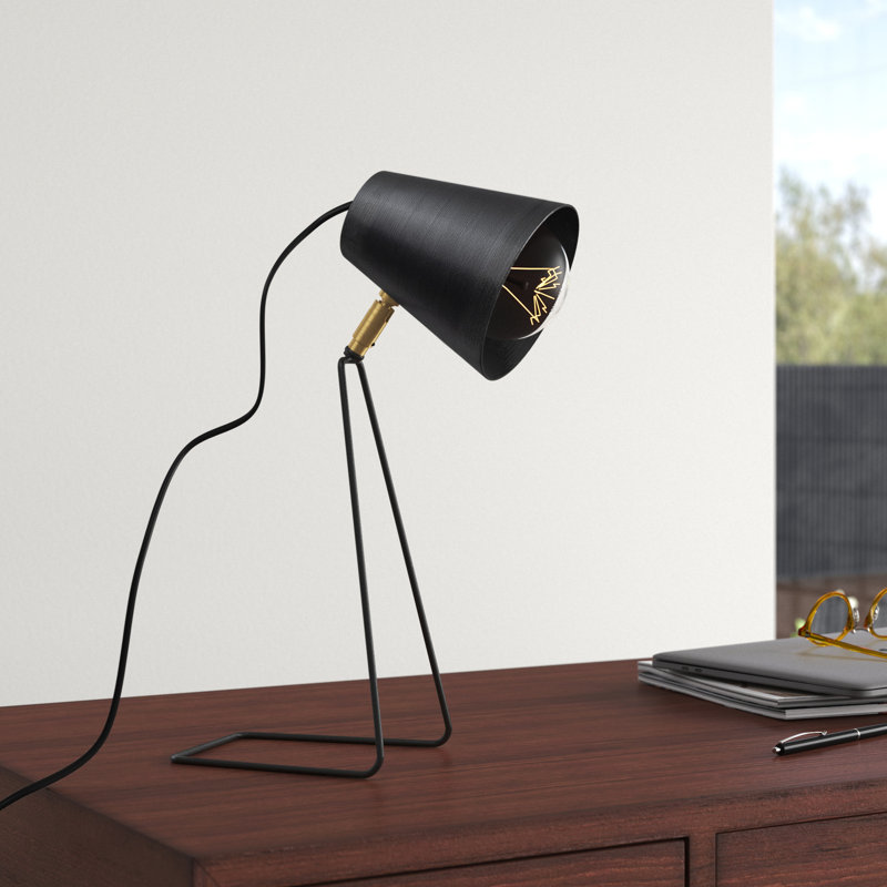 Lampe de table moderne noire, design industriel, 15,0 po x 9,8 po | Corps en métal, hauteur: 15,7 pouces, type de douille: E27 Max 40W | Éclairage durable et élégant pour la maison et le bureau, d'inspiration scandinave, classé IP20
