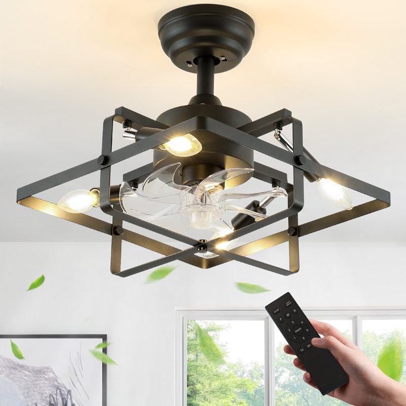 16" Modern Ceiling Fan with Dimmable Light, 3 Speeds, Reverse and Remote Included