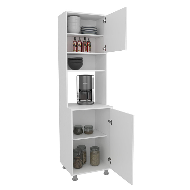 Garde-manger blanc avec rangement ouvert et 2 portes