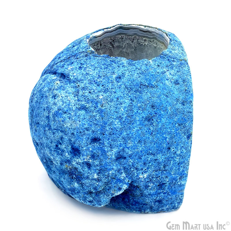 Porte-bougie en agate brute, décoration en cristal bleu, décoration en agate naturelle