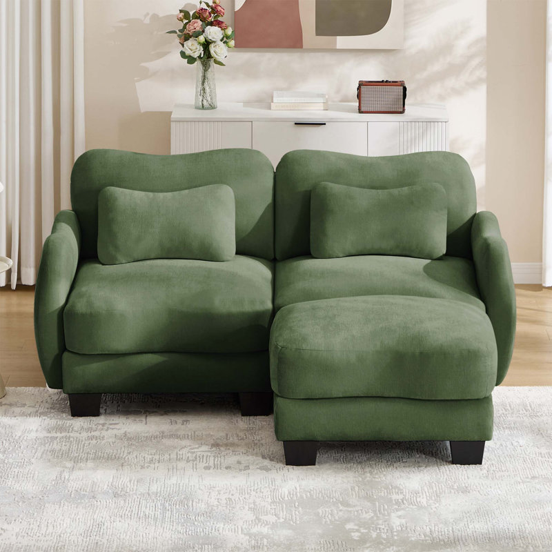 Canapé en L Chenille, L 70,8 po, Chenille verte