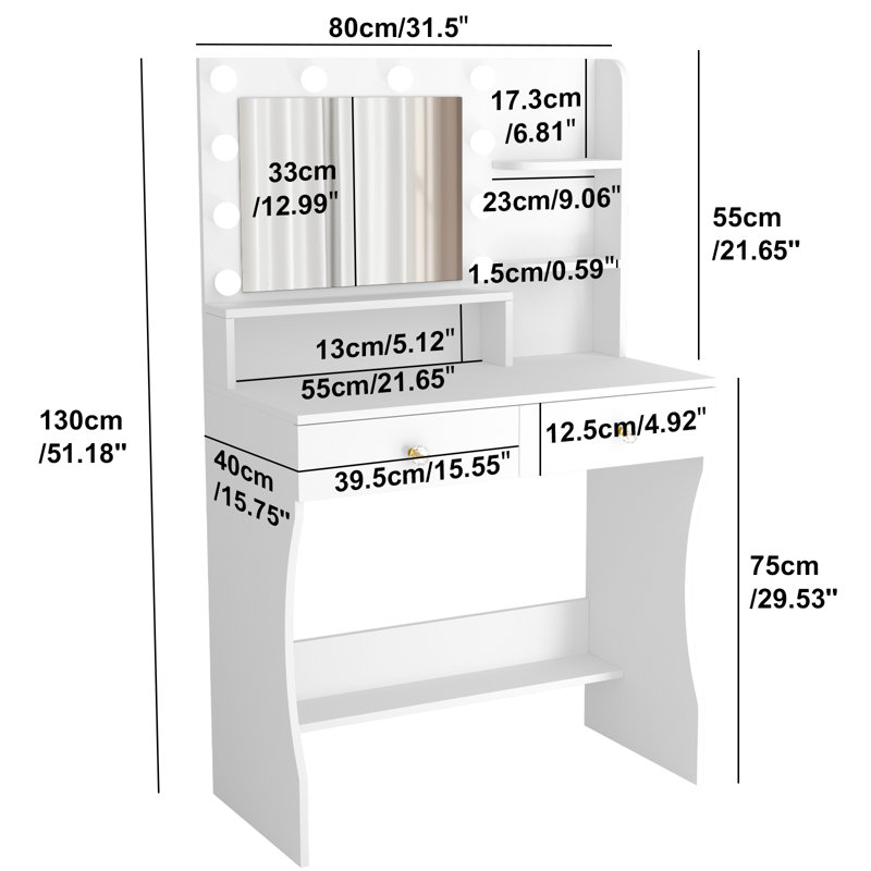 Meuble-lavabo avec miroir et lumières Ebern Designs