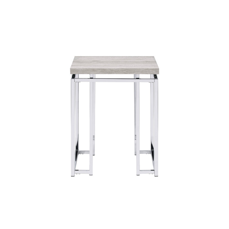 Table de bout en chêne naturel et finition chromée