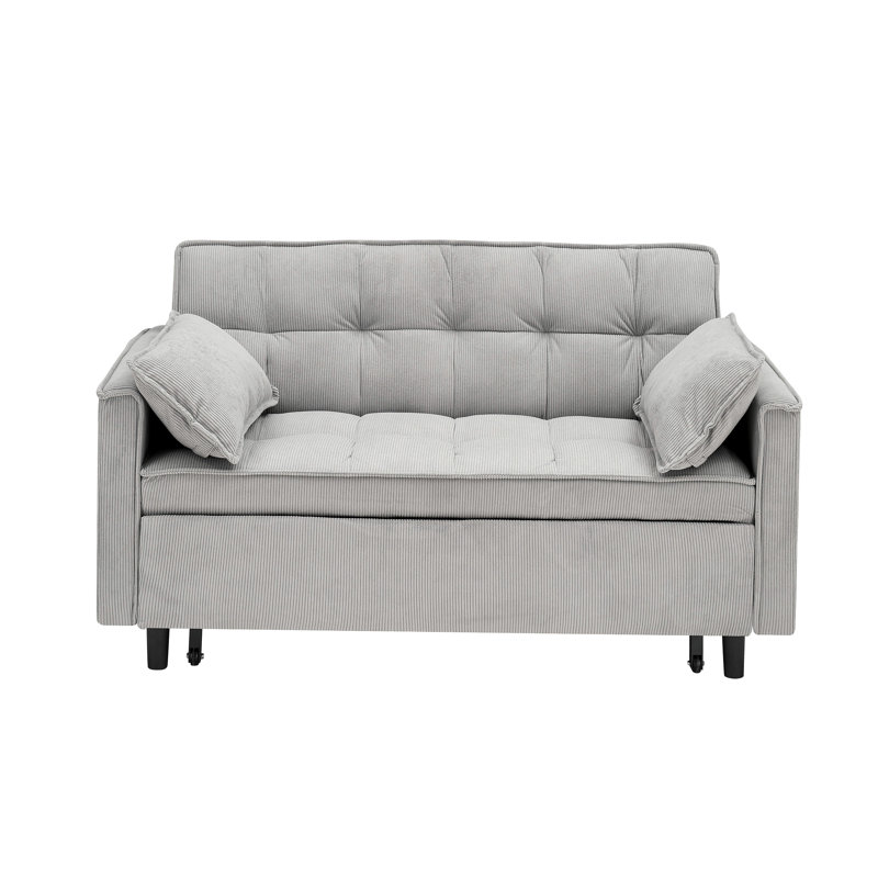 Canapé double 54,30 pouces à deux places avec lit escamotable, mobilier de salon, gris clair, Gris