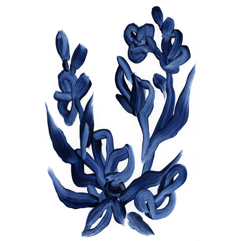 Indigo en fleurs I, H 12 po x l 8 po x P 1,25 po