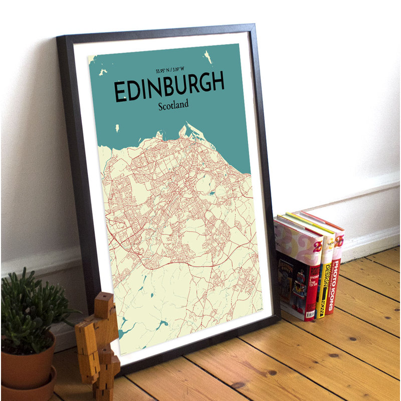 Edinburgh City Map - No Frame Print, 43.2cm H x 27.9cm W x 0.13cm D