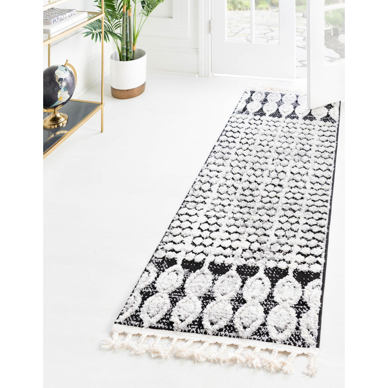 Tapis de couloir contemporain de couleur anthracite Brohdy, Tapis de couloir 2 pi x 8 pi