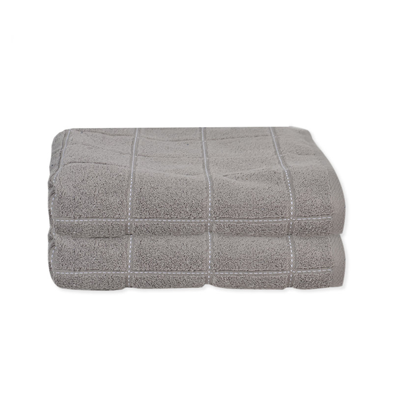 Ensemble de 4 serviettes 100% coton Amaarah, Gris, Bath Towels - 2 Pack