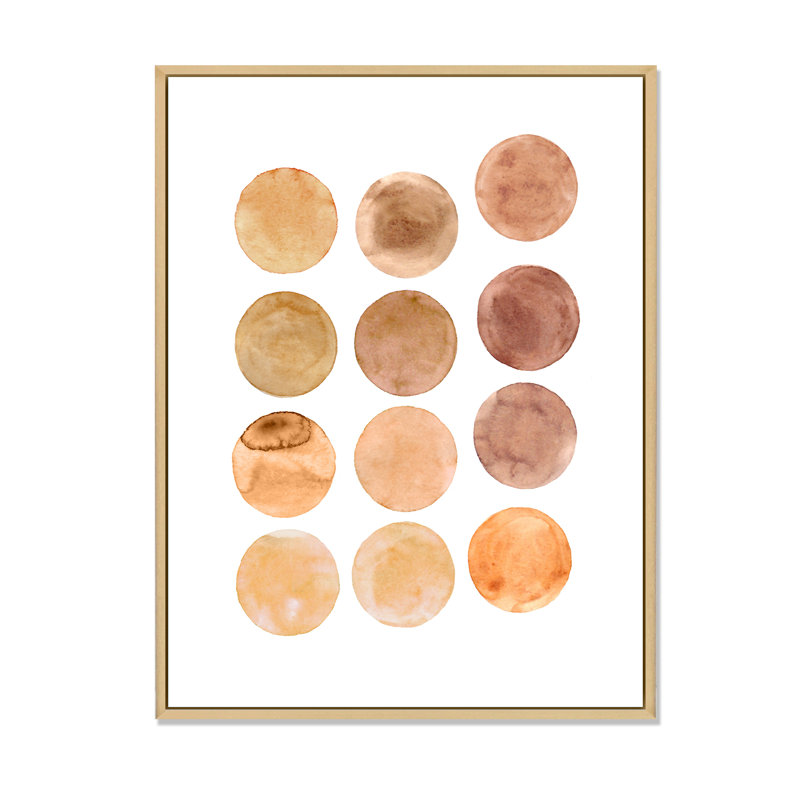Cercle de douze nuances de brun - Impression sur toile, Cadre flottant en érable, H 40 po x l 30 po