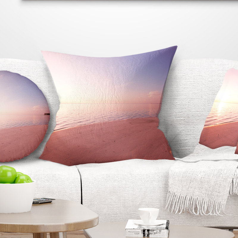 Coussin Serene Maldives Seashore at Sunset, 16 po x 1 po, Coussin décoratif