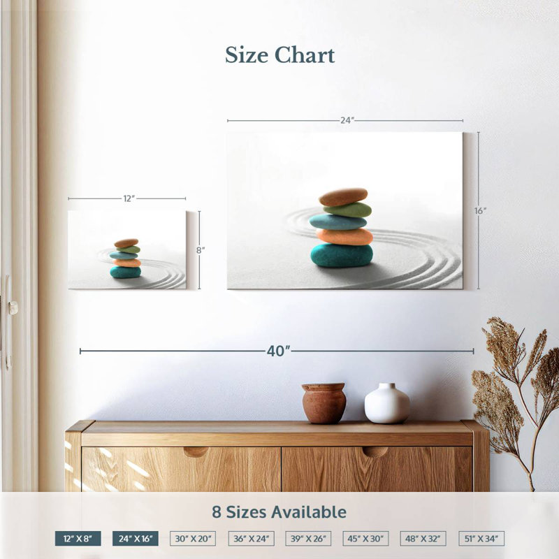 Kerrick pierres zen colorées, H 16 po x l 24 po