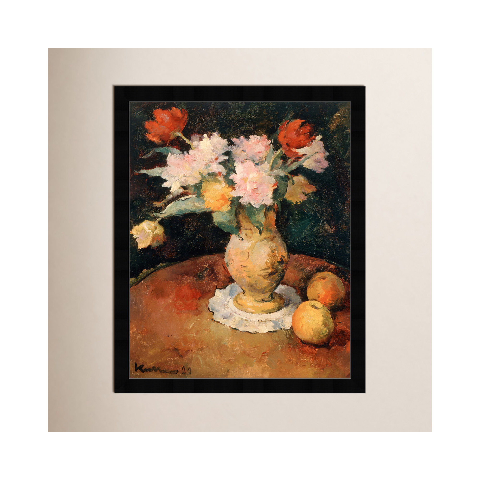 Joseph Kutter - Pivoines, 36" H x 30" W x 0.5" D, Black