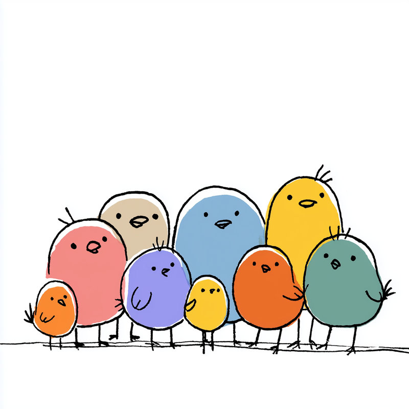 Joyful Notes - Oiseaux chantants au plumage bleu et rouge
