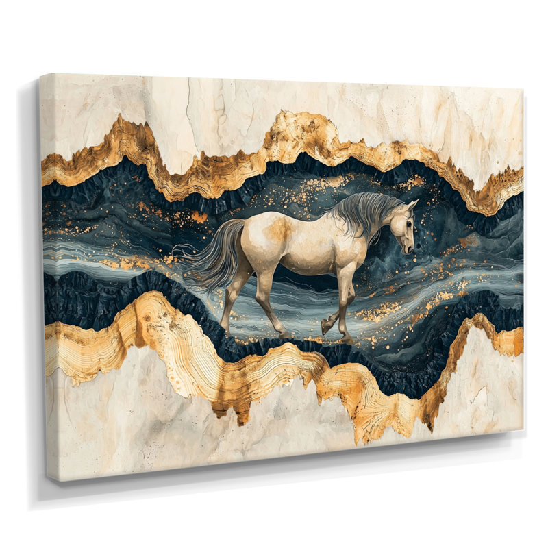 Décoration murale moderne «Mustang» par The Golden River II - Cheval, H 16 po x l 32 po, Toile tendue, Ne s’applique pas