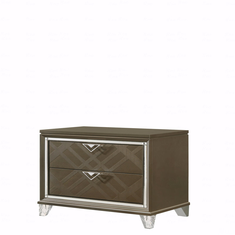 Table de chevet finition champagne foncé