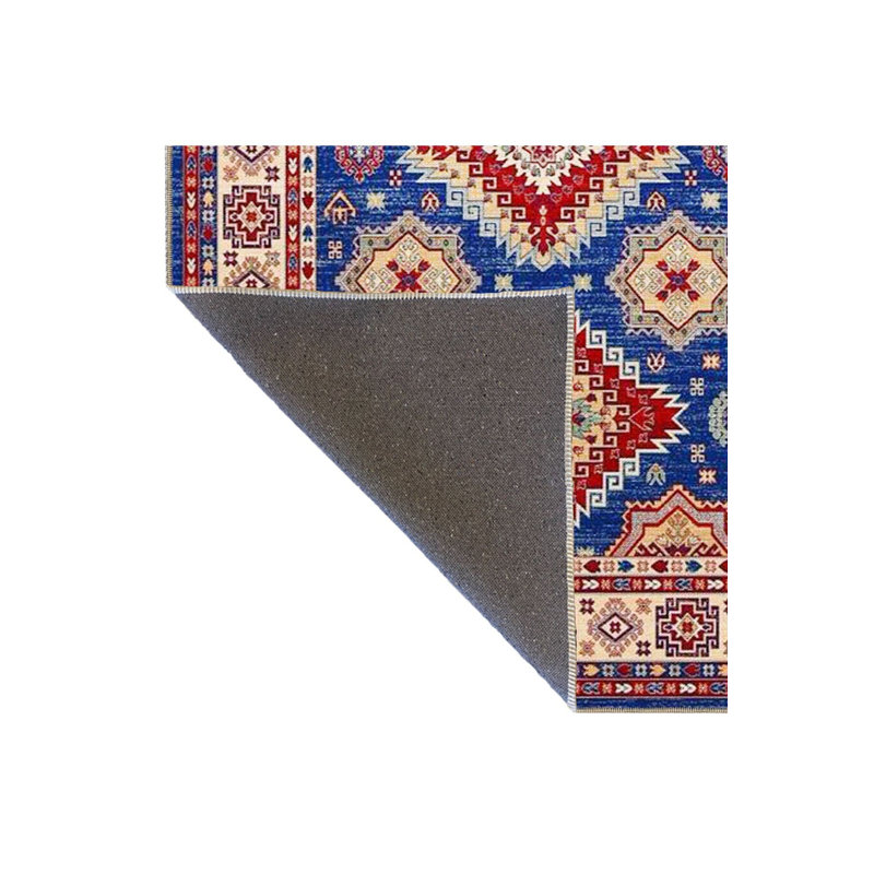 Tapis bleu lavable décoratif moderne rétro, Sous-tapis carré 3 pi 3 po inclus